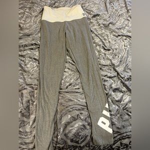 PINK grey leggings with white waste band